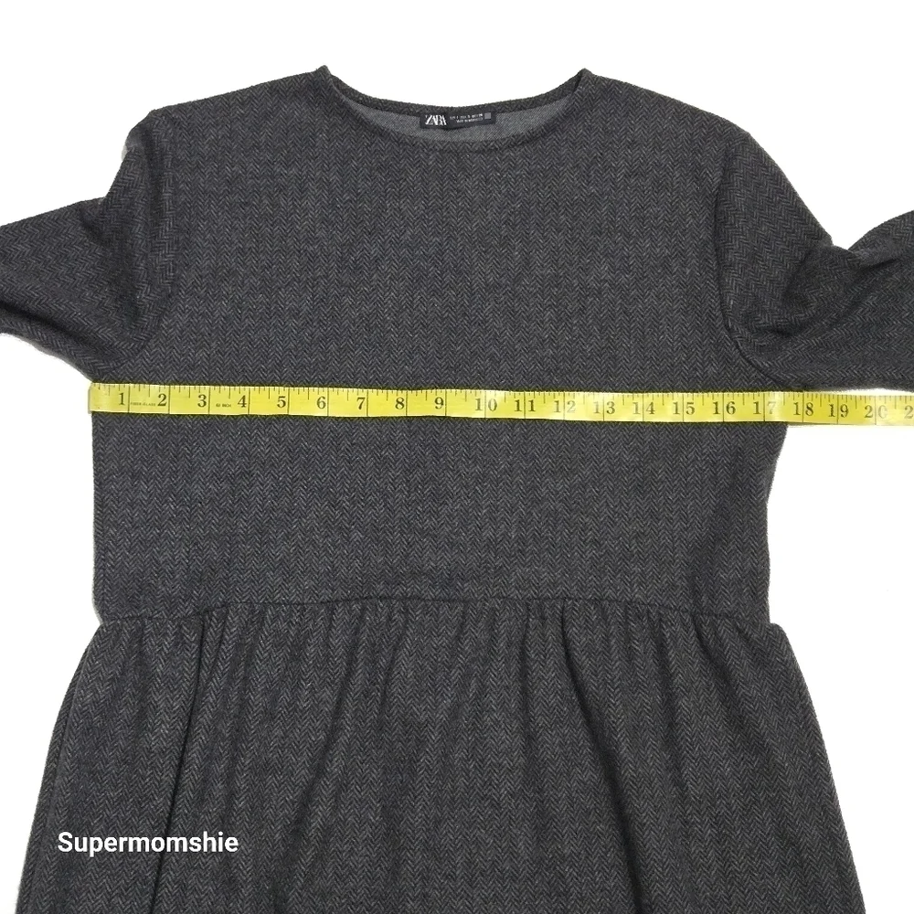 Zara Tweed Black Ruffled. Dress - Picture 4 of 7